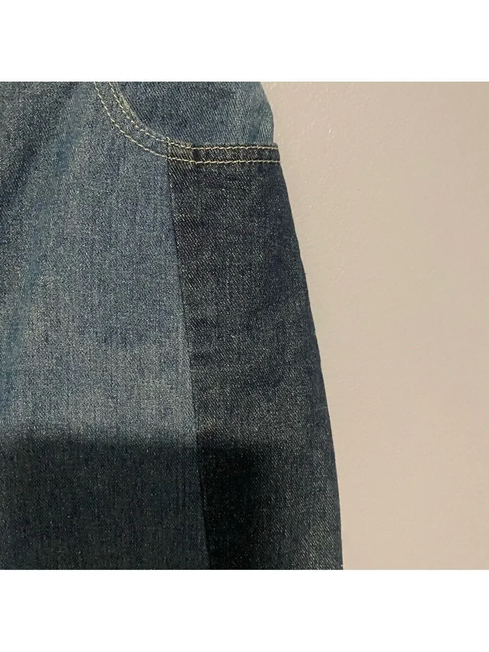 SUNCOO Paris Belted Button Front Denim Mini Skirt Parisian Chic Size 0